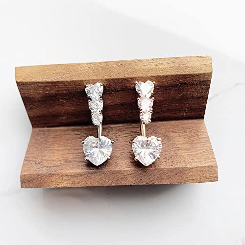 Musegetes 316L Stainless Steel Belly Button Rings, Surgical Steel Belly Rings Barbell, 14G Navel Rings, Sparkle Cubic Zircons Cz, Belly Piercing Rings, 2Pcs B55 #TOP2