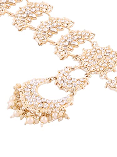 Tone Kundan & Crescent Bridal Head Chain For Women