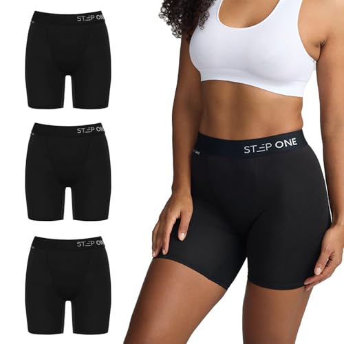 Image of STEP ONE Womens Boxers Underwear, 3-Pack, Viscose from Bamboo Womens Underwear, Moisture-Wicking, Anti-Chafing Boxers