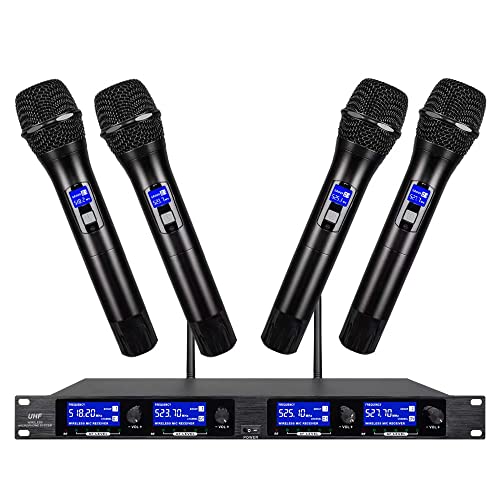 Tbaxo Wireless Microphone System 4 Channels Mics 4 Handheld UHF Pro