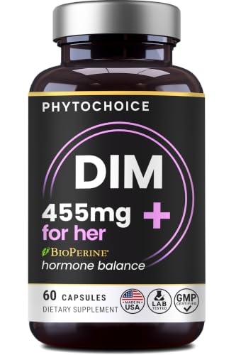 DIM for Women 350mg High Potency with BioPerine & Broccoli Extract 455mg Total Complex for Hormone Balance Estrogen Metabolism PMS & Menopause Support Clear Skin & Womens Wellness 60 Capsules