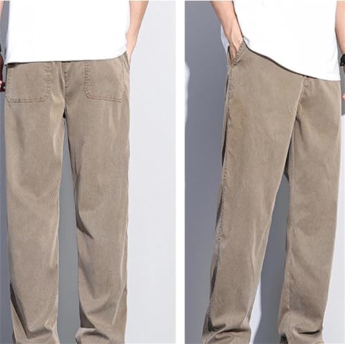 Men's Spring Fall Jeans – Thin Soft Loose Wide-Leg Straight Denim Pants, Elastic Waist Casual Plus Size3