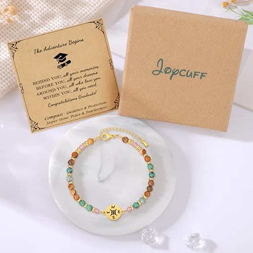 Image of Joycuff Graduation Gifts for Her Him Class of 2026 Graduation Bracelets Inspirational Graduation Compass Bracelet for Women College Graduation Gift for Him Her