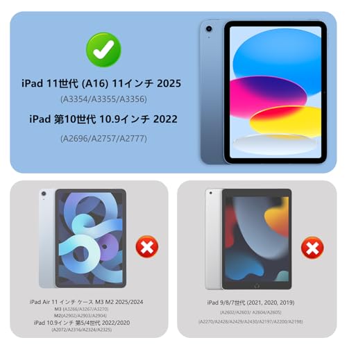 iPad a16 ケース, iPad 11世代 2025 11 インチ/10世代 2022 10.9 インチ ケース 三つ折りスタンド オートスリープ機能付き, 薄型 軽量 保護カバー，ブラック