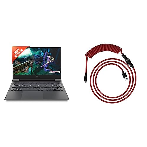 Image of HP Victus Gaming AMD Ryzen 5-5600H Processor 16.1 inch(40.9 cm) FHD Gaming Laptop & HyperX USB-C Coiled Cable Red-Black
