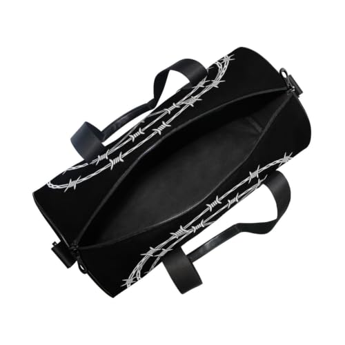 Bolsa de deporte redonda unisex estilo grunge con bolsillo interior para gimnasio 5