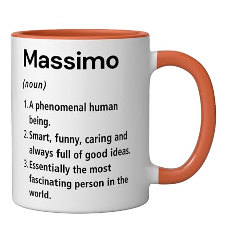 Taza de cerámica Massimo con diseño divertido en naranja y blanco miniatura 2
