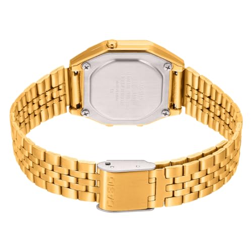 Image of Casio Unisex-Adult Vintage LA680WGA-1BDF Black Digital Dial Gold Stainless Steel Band D205