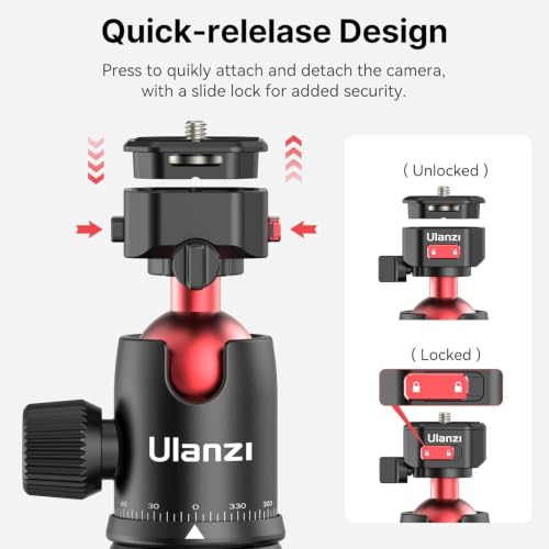 Image of ULANZI TT31 72.4 inch Camera Tripod, Foldable Tripod & Monopod Aluminum w Claw Quick-Release Plate, 360Ball Head Detachable w 180Revertible Legs, Weight 3.42lb, Payload 33lb,for Camera /DSLR /Camcorder