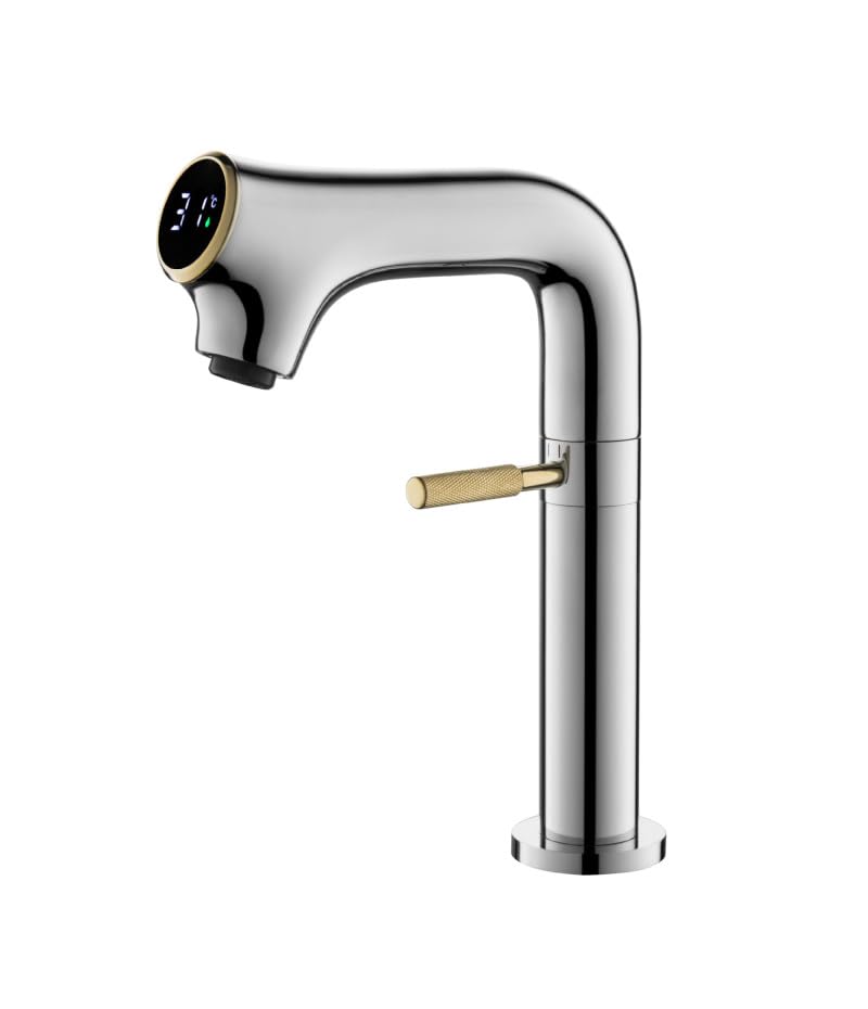 Mitigeur de salle de bain luxueux en laiton blanc et chrome compact haut de gamme