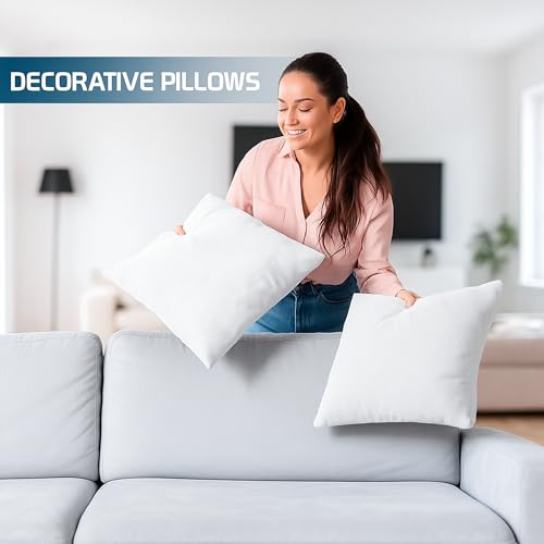 Image of Premium Polyester Fiber Cushion Fillers - Pack of 5 | 12x12 Inches | White | Soft & Fluffy Sofa & Bed Pillows for Support & Decor