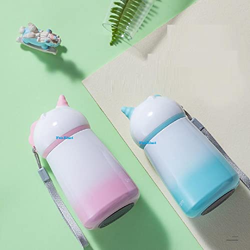 Image of FunBlast Unicorn Water Bottle for Kids, 320 ML Water Bottle for Girls - Stainless Steel Hot and Cold Water Bottle, Leak Proof /Spill Proof Sipper Bottle for Kids, Kids Water Bottle (Pink)