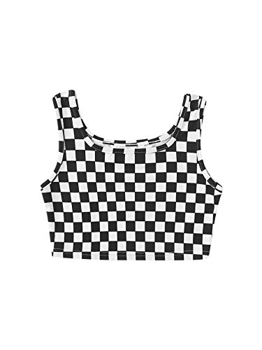 Soly hux girl's plaid checkered print sleeveless crop tank top bl…