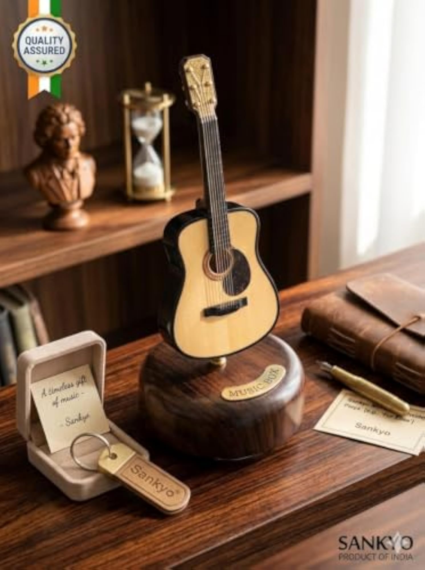 Rotating Guitar Music Box with Melody Sound