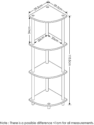 Image of Ash & Roh 4-Tier Corner Display Rack Multipurpose Shelving Unit,Display Rack Shelf, Shelving for Bedroom, Living Room. (H-3.7 Ft | W-2 Ft | D-1 Ft) (4-Tier Corner Rack)