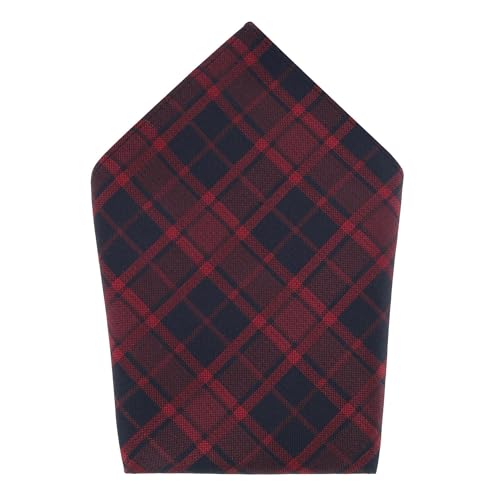 Trafalgar Men's Kincade Red Blackwatch Plaid Silk Pocket Square, Red Plaid