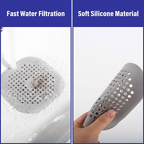 Drain Hair Catcher,Square Drain Cover For Shower Silicone Hair Stopper With Suction Cups Easy To Install And Clean Suit For Bathroom,Bathtub,Kitchen 2 Pack(Grey White) #TOP6