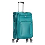 Aerostar Large 29” Lightweight Softshell Expandable Suitcase, Integrated Combination Lock, 4 Wheels Check in Luggage for 23kg (Teal, 111 litres)