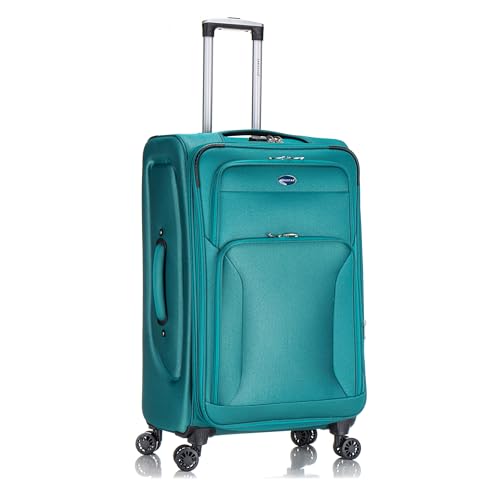 Aerostar Large 29” Lightweight Softshell Expandable Suitcase, Integrated Combination Lock, 4 Wheels Check in Luggage for 23kg (Teal, 111 litres)
