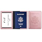 Ciana PU Leather Passport Cover and Card Holder Combo Slim Passport Holder with Card Protector Slot (Rose Gold)
