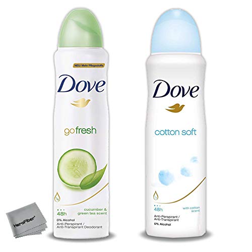 Dove Deodorant For Women Bundle: Dove Go Fresh Cucumber And Green Tea Antiperspirant Deoderant Spray, Cotton Soft Womens Deoderent.