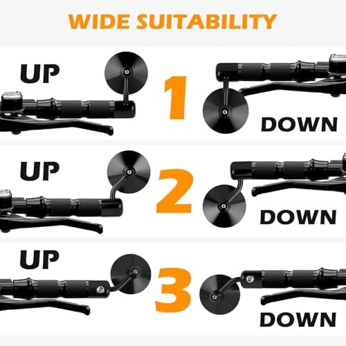 Image of Motorcycle Side Mirrors Round 7 /8 inch Handle Bar End Compatible With Street Bike Cafe Racer Sports bikes Chopper Cruiser Sport FZ8 FZ-07 09
