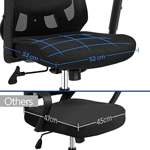 Yaheetech Office Chair Ergonomic Desk Chair High Back Computer Chair Swivel Executive Work Chair with Adjustable Headrest, Lumbar Support & 2D Metal Armrest for Home Office Study, Black