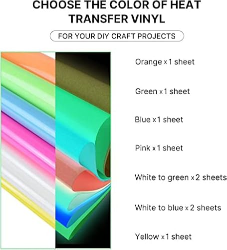 Vinil de transferência de calor, que brilha em ferro escuro em vinil, pacote com 10, 30,5 cm x 25,4