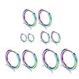 5 Pairs Sleeper Earrings for Womens, 316L Surgical Stainless Steel Earrings, 8mm 10mm 12mm 14mm 16mm Hypoallergenic Thin Hoop, for Girls Cartilage Earring Lightweight Small Hoop Earring