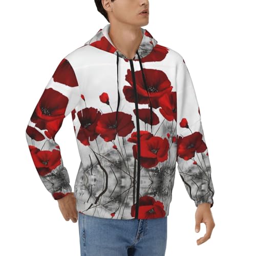 Sweat à capuche thermique haut de gamme veste zippée coquelicot homme