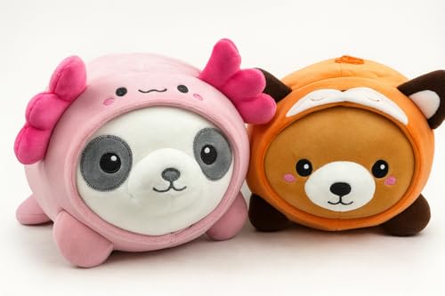 Generisch Disfraz de panda de peluche de 30 cm – Peluche de panda rosa, bonito disfraz de animal, regalo para niños y fans (oso + panda)
