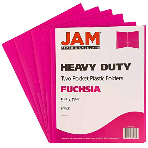 JAM-PAPER-Heavy-Duty-Plastic-2-Pocket-Extra-Tough-School-Folders-Fuchsia-Hot-Pink-6Pack