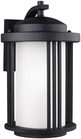 Seagull 8747901-12 Transitional One Light Outdoor Wall Lantern from Crowell Collection in Black Finish