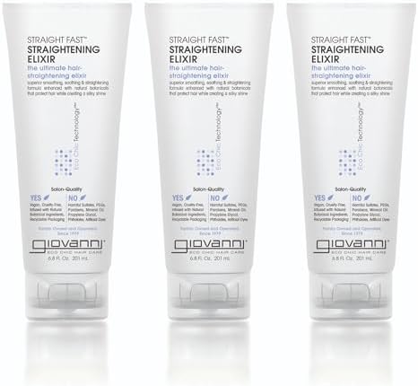 Giovanni Organic Straight Fast! Hair Straightening Elixir with No Parabens, No Sulphates, No Mineral Oil, No Colours, No PEG, USDA Certified Organic, 200ml