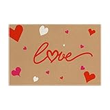 EDDERT Valentines Day Placemats Set of 4 Valentines Day Table Decor - 12 x 18 Inch Rustic Burlap Val