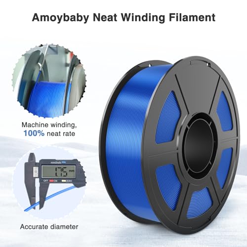 Image of Silk Blue PLA Filament 1.75mm 1kg(2.2lbs), Rapid Shiny 3D Printer Filament PLA for Fast Printing, Low Warp & Clog-Free, Dimensional Accuracy + /- 0.03mm Fits for FDM 3D Printers