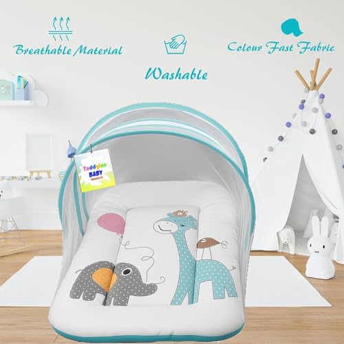 Image of Toddylon Baby Bedding New Born Bed with Mosquito Net, Mattress, Insect Protection for Baby Boys Girls (0-6 Months)