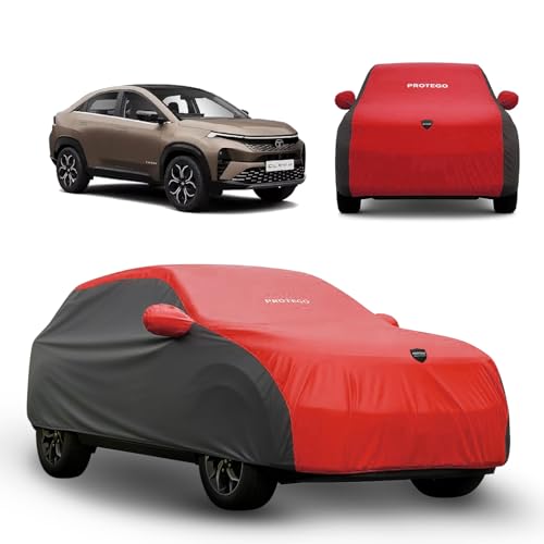 Image of PROTEGO Prime Series India's 1st Anti-Tear Car Cover for Tata Curvv | Heavy Duty, Custom Fit, All Weather Protection | 100% Waterproof, Windproof & Hail Resistant | 2 Year Warranty | Red + Black