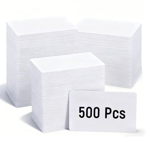 500 Pack Premium Blank PVC Cards, White CR80 30 Mil Plastic ID Cards...