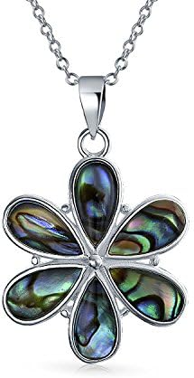 Rainbow Shell Inlay Flower Abalone Pendant Necklace For Women For Teen 925 Sterling Silver With Chain