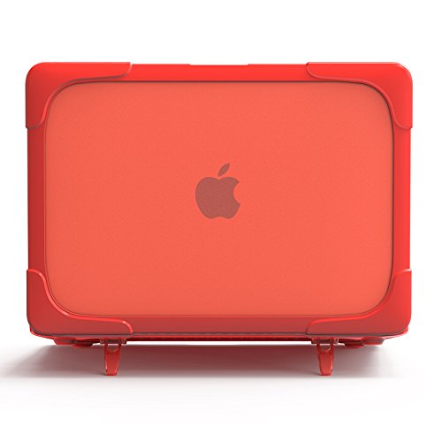 MacBook Air 13(2018)ケース，ハードカバー超薄鎧のような 衝撃に強く，立ち上がる支えがついており，型番A1932 - 赤