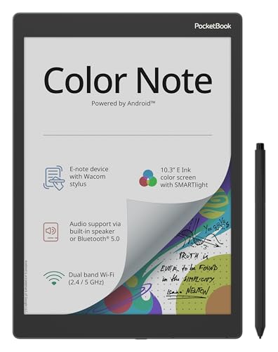 PocketBook Nota de color | Pantalla Kaleido 3 de tinta E de 10.3 pulgadas | Escritura a mano y lápiz capacitivo | Fácil intercambio de notas | Luz inteligente y ComfortGaze | Sistema operativo Android