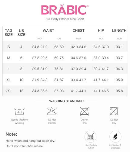 BRABIC Body modelador de barriga sem costura, modelador de corpo inteiro, compressão até o meio da c