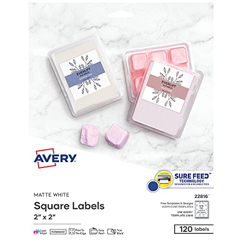 Étiquettes carrées Avery pour organiser vos dossiers avec 120 stickers blancs