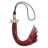 Endea Graduation Mixed Double Color Tassel with Gold Date Drop (Black/Red, 2023)