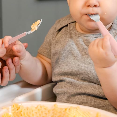 Coix Foam ETCS-8-JAMES Coixfoam 8 Pieces Toddler Utensils, Toddler Safe Silverware Set With Food Grade Silicone Hanlde, 18/8 Stainless Steel, Perfect Length For New Self Feeders, Dishwasher Safe thumb #2