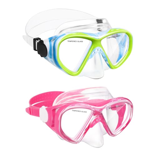 Image of Kids Swim Goggles Snorkel Diving Mask for Boys Girls Ages 5-15, Anti-Fog Swimming Goggles with Nose Cover
