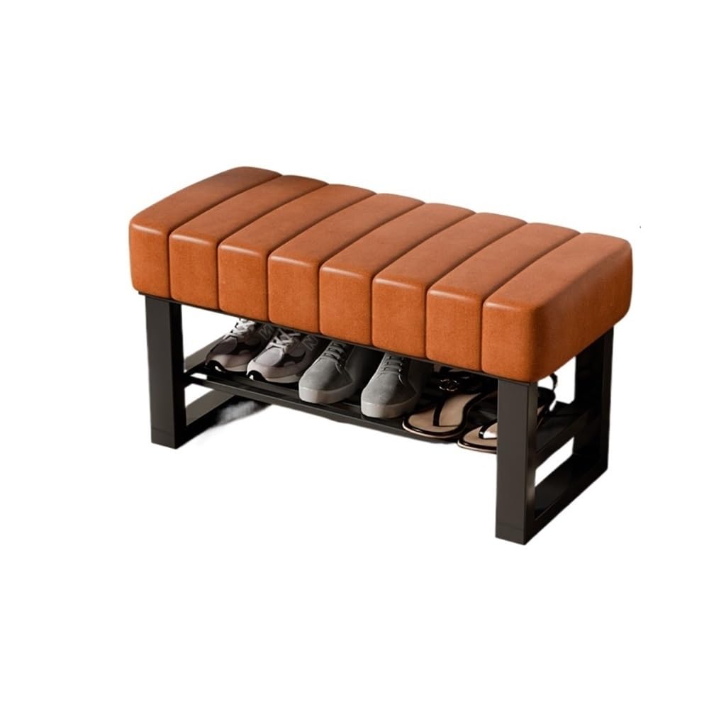 Banc à chaussures de couloir orange pour sublimer et ranger votre entrée de 80cm