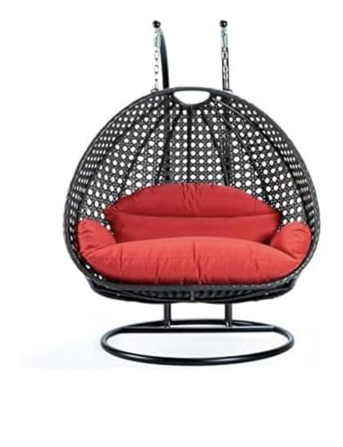 Image of Flying ArrowOutdoor Furniture Double Seater Swing, Beautiful Stand (Black Swing with Grey Cushion) (Black with Red)