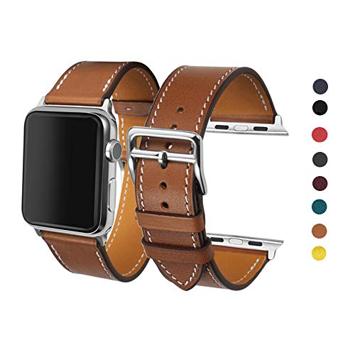 CAILIN Band iWatch Series 1 Series 2Series 3, Luxury Genuine Leather Smart Watch Band Strap Single Tour Replacement (Fauve)